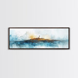 Horizontal Painting Print of Nantucket, Framed Canvas, Nautical Wall Art, Seascape landscape painting, Panoramic Nantucket Wall Art