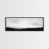 The Sea is Calm Panoramic Canvas Print, Seascape Painting, Black and White Nautical Art, Moody Decor, Muted Art, Subdued Art