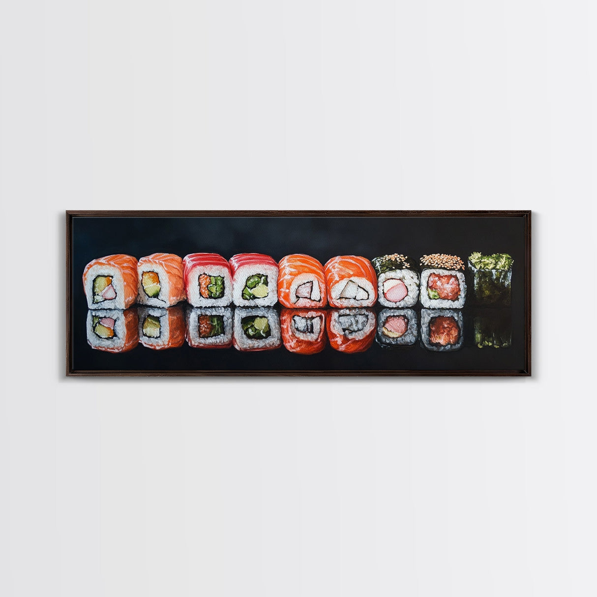 Panoramic Extra Wide Kitchen Wall Art, Sushi Painting Tuna Roll Painting, Modern Art for Kitchen, Kitchen Painting, Dining Room Decor