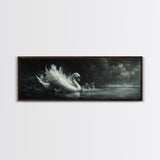 Goth Painting Print of a Swan, Framed Canvas Print, Dark Academia Wall Art, Goth Decor, Gothic Painting Wall Art