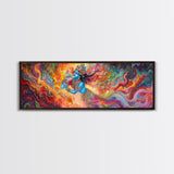 Radha Krishna Wall Art Framed Canvas Print, Modern Art Painting of Radha Krishna, Hindu Art, Radha Krishna Painting, Panoramic Art