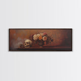 Gothic Flowers Still Life, Skull Painting Canvas Print, Goth Decor, Witchy Wall Art, Witchy Decor, Witchy Gift Idea, Dark Academia Art