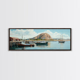 Morro Bay Panoramic Art, Nautical Landscape Painting, Canvas Print, Seascape Panoramic Painting, Seascape Landscape Wall Art Home Decor