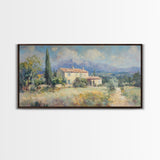 Whimsical Modern Art, Framed Canvas Print, Oil Painting of a Chalet, Kitsch Home Decor, Original Oil Painting, Victorian Painting