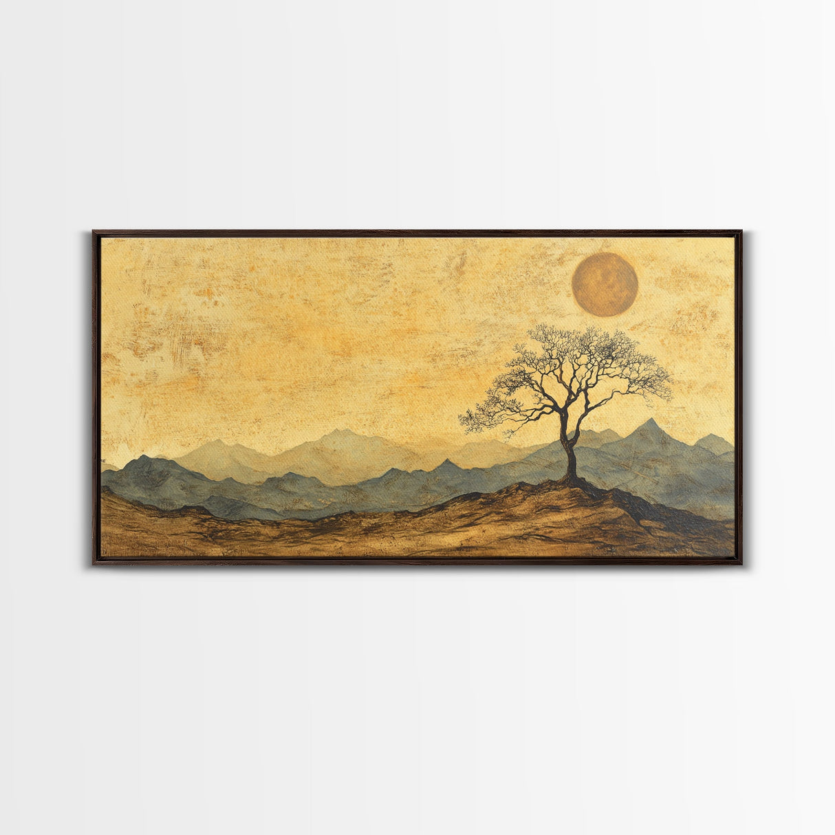 Wabi Sabi Landscape Painting Print - Framed Canvas - Vintage Landscape Painting