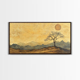 Wabi Sabi Landscape Painting Print - Framed Canvas - Vintage Landscape Painting