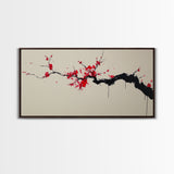 Retro Abstract Wall Art, Framed Canvas Print, Dead Branch Painting on a Black Background, Charcoal Sketch, Charcoal Painting Wall Art