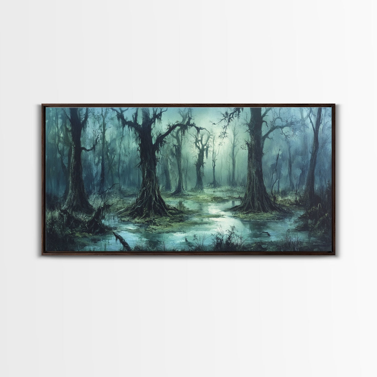 Victorian Swamp Painting Canvas print, Dark and Moody Victorian Gothic Wall Art, Mood Setting Living Room Wall Art, Dark Academia Art