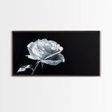 Large White Rose Painting Canvas Print, Flower Painting, Floral Decor, Moody Centerpiece Painting, Above Mantle Wall Art, Above Sofa Wall Art