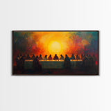 Scenic Depiction Of The Last Supper Framed Canvas Print - Jesus Art, Bible Wall Art, Christian Faith Home Decor, Last Supper Oil Painting