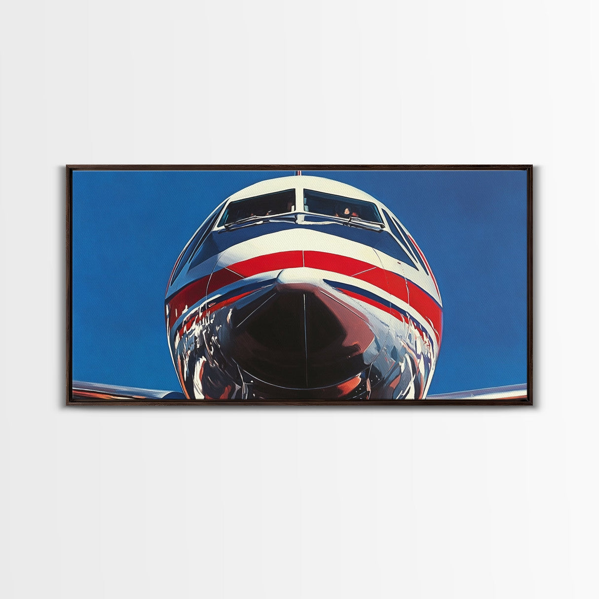 Oil Painting Print of a Jet, Framed Canvas Print, Airplane Wall Art, Airliner Painting