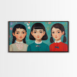 Creepy Wall Art Framed Canvas Print, Liminal Art, Liminal Spaces, Creepy Ghost Girls Painting