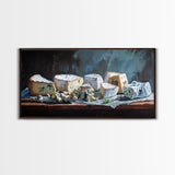 Oil Painting of Bleu Cheese Framed Canvas Print - Funky Kitchen Art - Ready To Hang - Painting For Kitchen - Eclectic Home Decor - Kitsch Kitchen