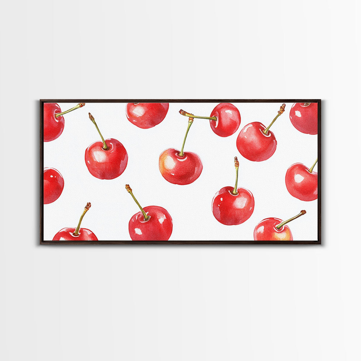 Preppy Cherry Wall Art Framed Canvas Print - Kitchen Wall Art - Dining Room Wall Art - Loft Decor - Cute Wall Art - Cutesy Home Decor
