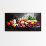 Kitchen Wall Art, Painting of a Charcuterie Board, Kitchen Decor, Modern Art, Food Still Life, Food Oil Painting, Kitchen Painting