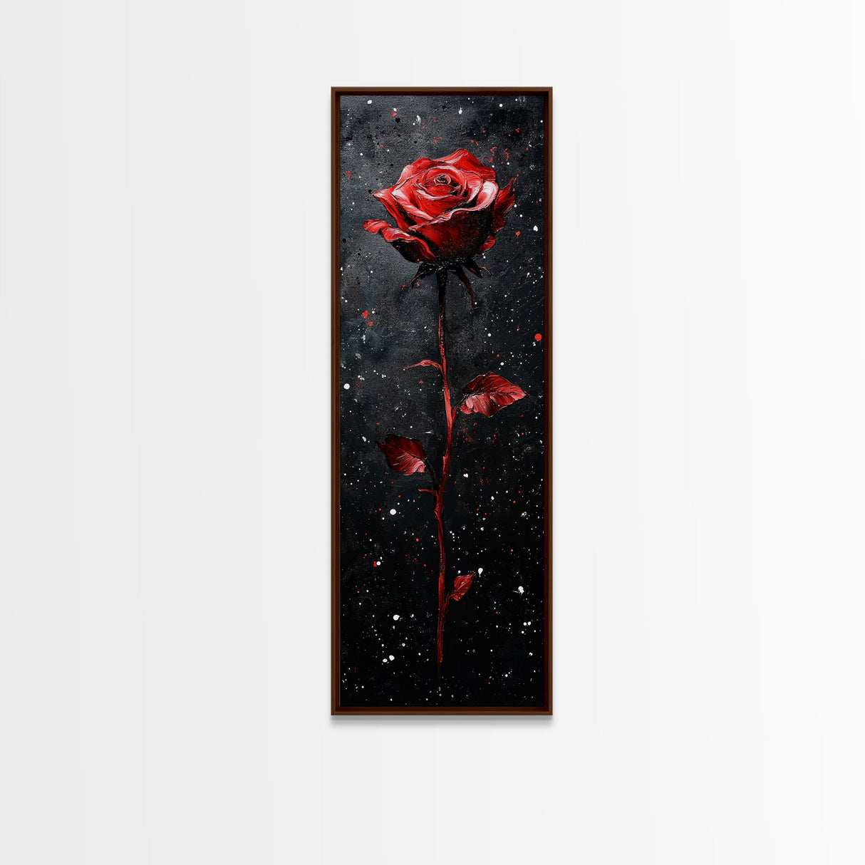 Red Rose Painting Framed Canvas Print, Gothic Art Dark Romance Painting, Tall Skinny Art Bedroom Decor, Moody Art Christmas