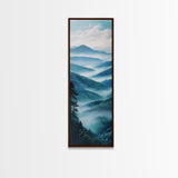 Smoky Mountain View Framed Canvas Print Serene Nature Landscape Art, Southwest Wall Art, Blue and Green Wall Art, Bedroom Art, Above Couch Decor