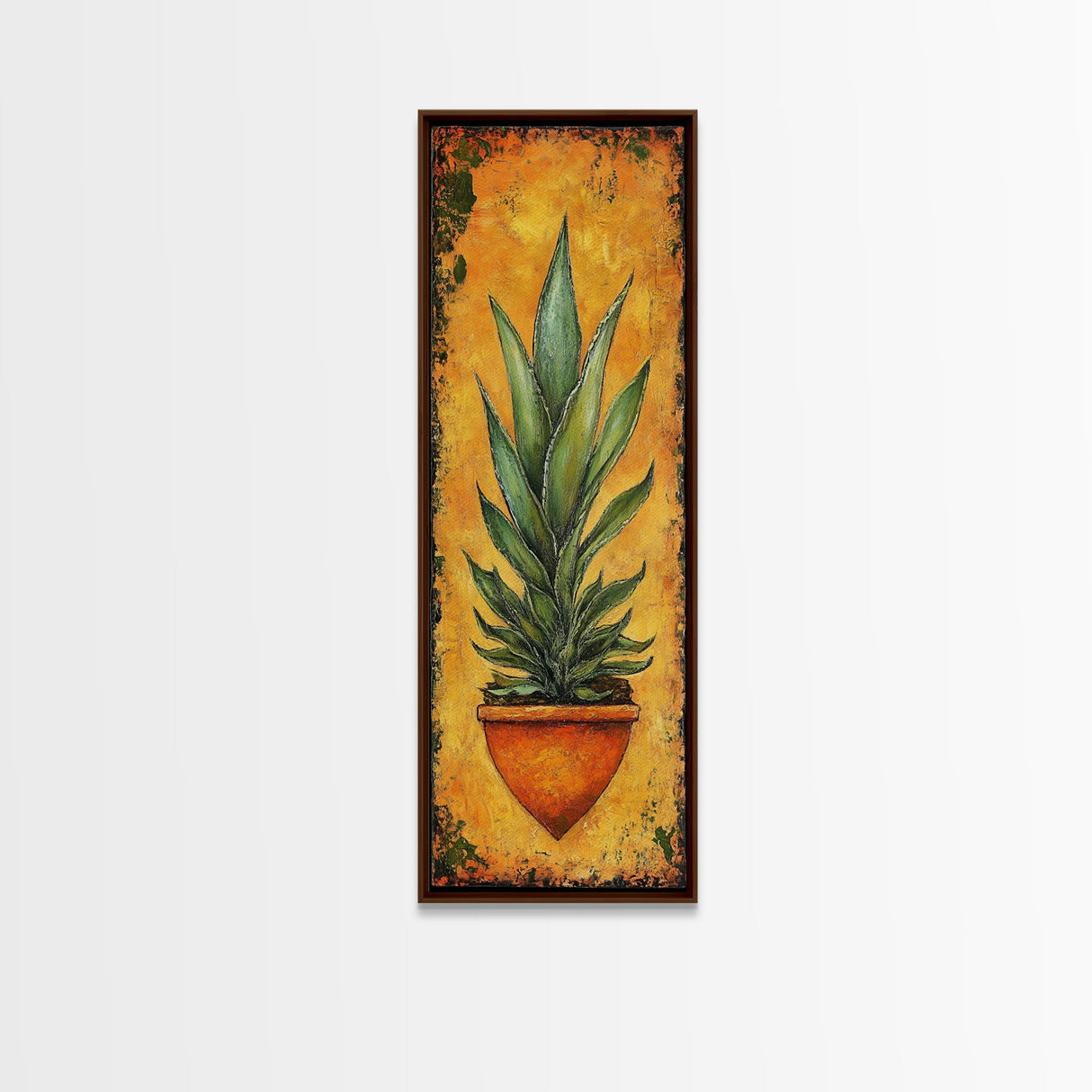 Vibrant Agave in Terra Cotta Framed Canvas Print Rustic Decor Agave Painting Botanical Prints Kitchen Wall Art