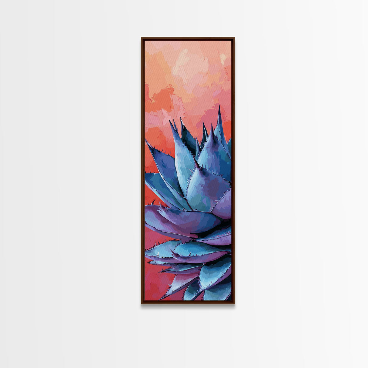 Blue Agave at Sunset Canvas Print Pink Orange Wall Art Coastal Decor Desert Botanical Prints Boho Art Bedroom Decor