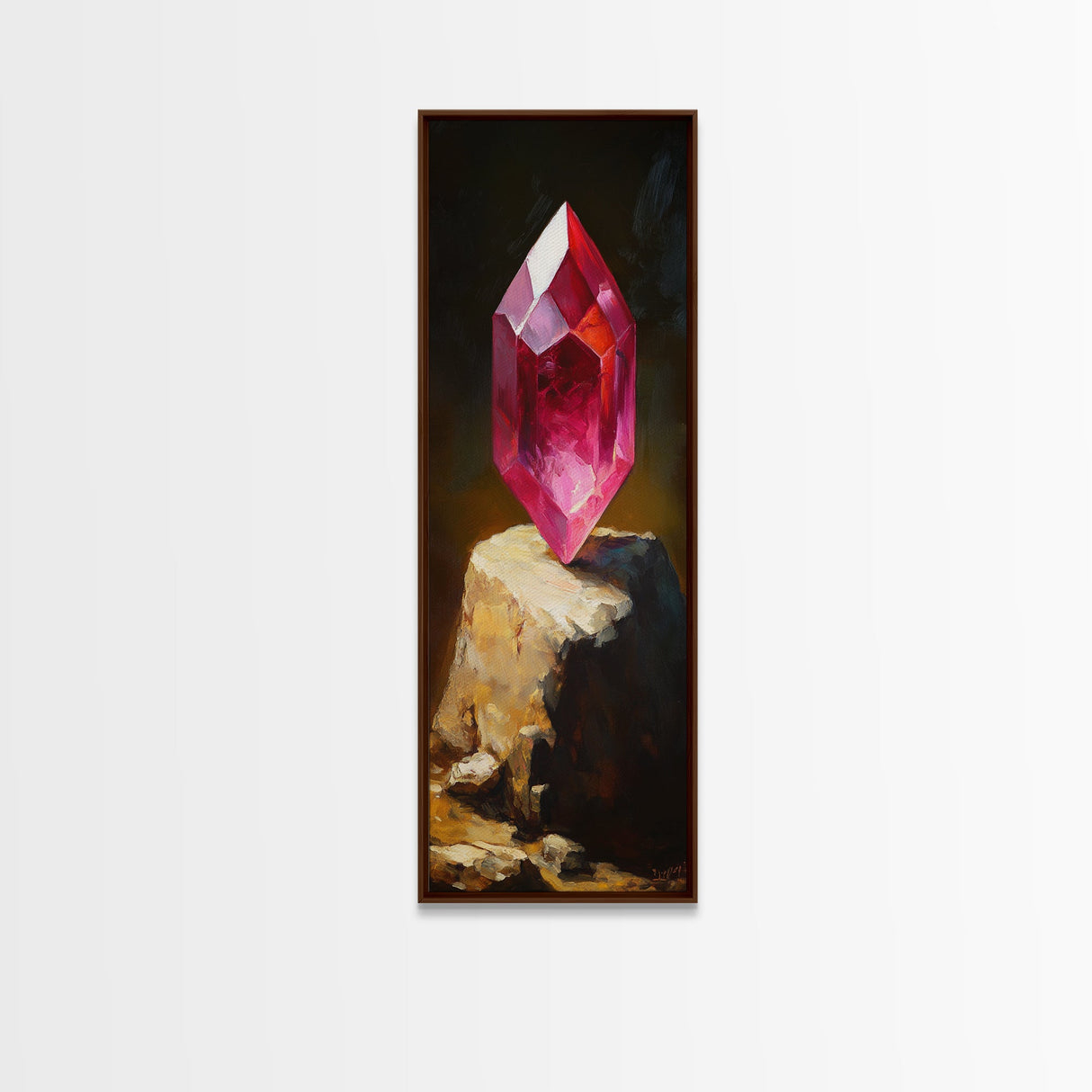 Radiant Red Gemstone Framed Canvas Print Gemstone Painting Moody Art Original Artwork Above Bed Wall Art Gift Idea