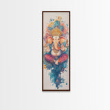 Ganesh wall art spiritual framed canvas print, Hindu god art, vibrant festival decor, meditation room art, sacred Indian home decor