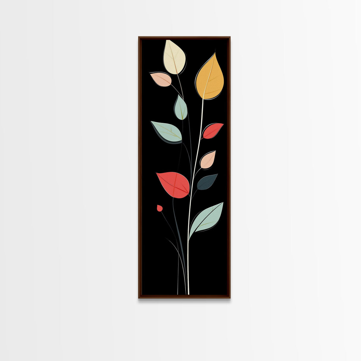 Mid-Century Modern Floral Pattern Framed Canvas Print, Flower Painting, Flower Art, MCM Art, Floral Decor, Botanical Wall Art