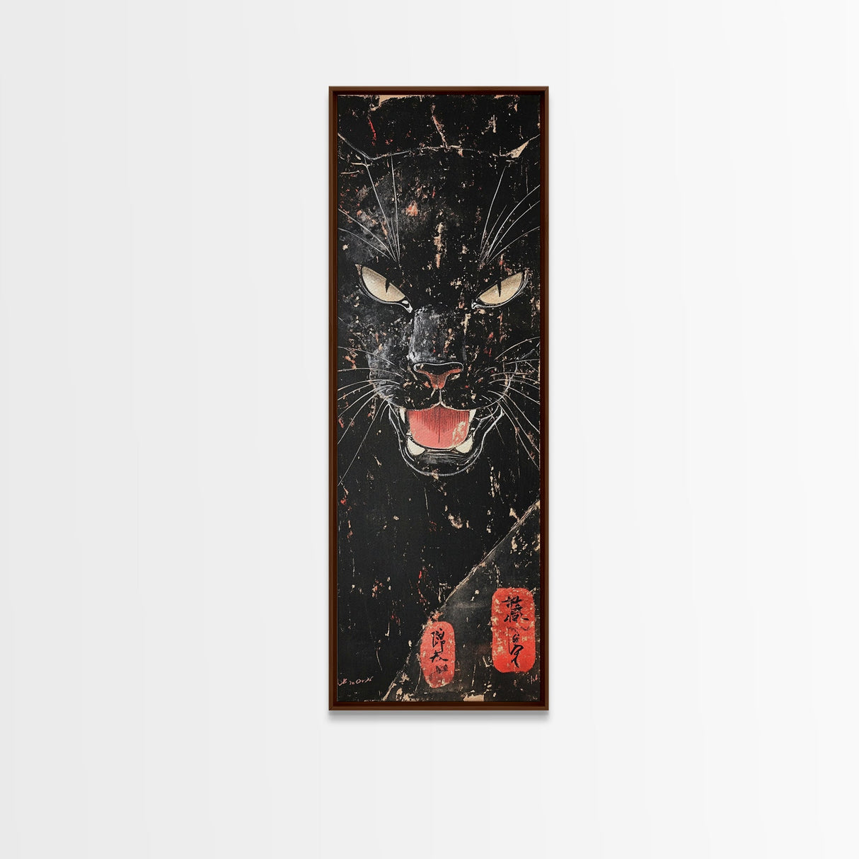 Canvas Print of Fierce Panther with Intense Stare, Dark Romance Painting, Gothic Home Decor, Chicano Art, Edgy Wall Art, Wild Spirit
