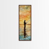 Framed Canvas Print Fishing Silhouette Art Above Sofa Art Southwest Wall Art Gift Idea Living Room Art Nature Lover's Unique Home Decor