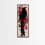 Framed Canvas Print Rustic Bird Art Southwest Style Raven Painting Tall Narrow Art Statement Piece Bedroom Art Halloween Fall Decor
