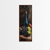 Restaurant Wall Art Still Life Oil Painting Print, Wine Bottle Painting, Tall Narrow Wall Art, Skinny Tall Art, Kitchen Decor, Wine Cellar Art
