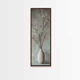 Framed Canvas Print Tall Skinny Art with Rustic Wildflower Painting, Botanical Wall Art, Wabi Sabi Art, Living Room Decor, Gift Idea Her