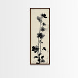 Framed Canvas Print Cherry Blossom Painting Black and White Floral Art, Wabi Sabi Decor, Japanese-Inspired Wall Art, Skinny Canvas Gift