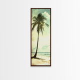 Framed Canvas Print Tall Palm Tree Art Coastal Cowgirl Wall Art, Beach Living Room Decor, Tropical Nautical Art, Skinny Wall Canvas Print