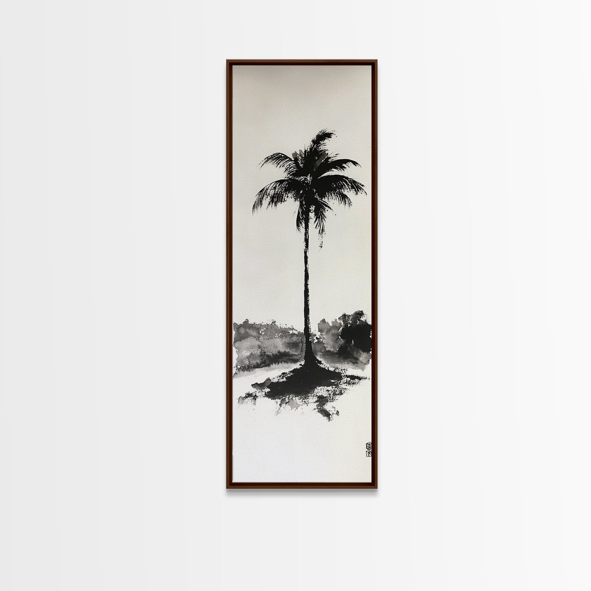 Canvas Print Black and White Palm Tree Painting Minimalist Tropical Wall Art, Wabi Sabi Art, Above Couch Decor, Tall Skinny Art Print