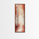 Framed Canvas Print Autumn Birch Tree Painting, Rustic Forest Scene, Cozy Fall Wall Art, Living Room Decor, Nature-Inspired Gift