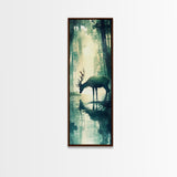 Moody Birch Tree Scene Canvas Print – Tall Narrow Art, Rustic Art, Winter Theme, Wabi Sabi Wall Art, Minimalist Decor, Guest Room Wall Art