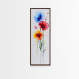Bold Watercolor Poppy Art - Framed Canvas Print Showcasing Vibrant Flower Composition in Artistic Minimalist Style