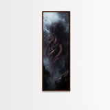 Cthulu Cosmic Horror Wall Art Canvas Print - Tall Skinny Narrow Wall Art - Accent Piece - Halloween Decor - Cosmic Horror Painting