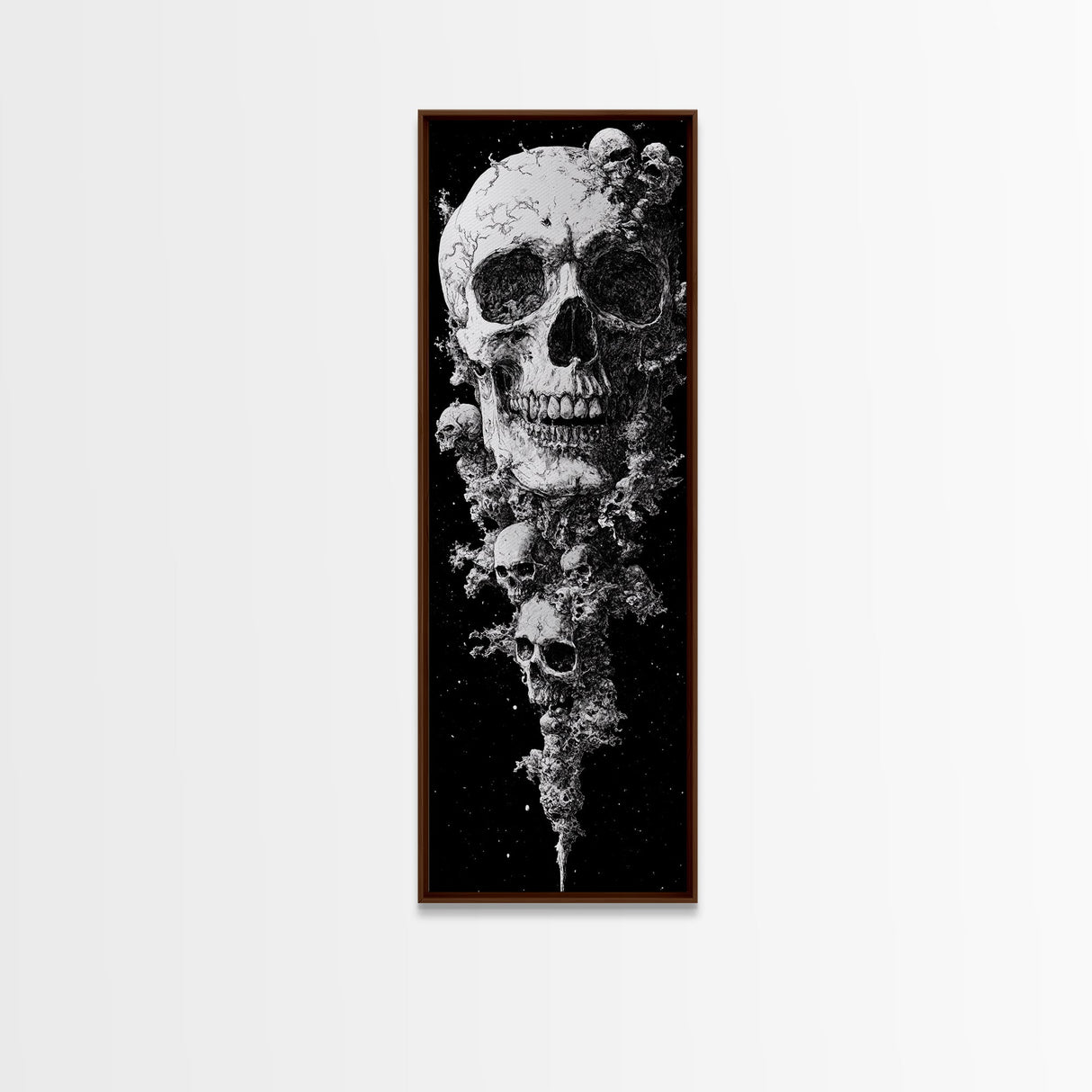 Skull Painting Print - Horror Decor - Witchy Decor - Tall Narrow Art - Framed Canvas Print - Skinny Wall Art - Skull Painting - Skull Wall Art