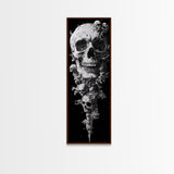 Skull Painting Print - Horror Decor - Witchy Decor - Tall Narrow Art - Framed Canvas Print - Skinny Wall Art - Skull Painting - Skull Wall Art
