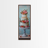 Wedding Decor Painting Print of a Wedding Cake - Framed Canvas Print - Wedding Decorations - Wedding Art - Tall Skinny Wall Art - Narrow Art