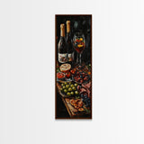 Still Life Oil Painting Print of Wine and Fruits - Kitchen Wall Art - Kitchen Decor - Kitchen Accent Piece - Oil Painting - Narrow Wall Art - Tall Skinny Art