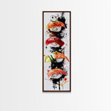 Abstract Art For Kitchen - Framed Canvas Print - Sushi Painting - Sushi Art - Kitsch Kitchen Wall Art - Tall Skinny Art - Narrow Wall Art - Kitchen Decor