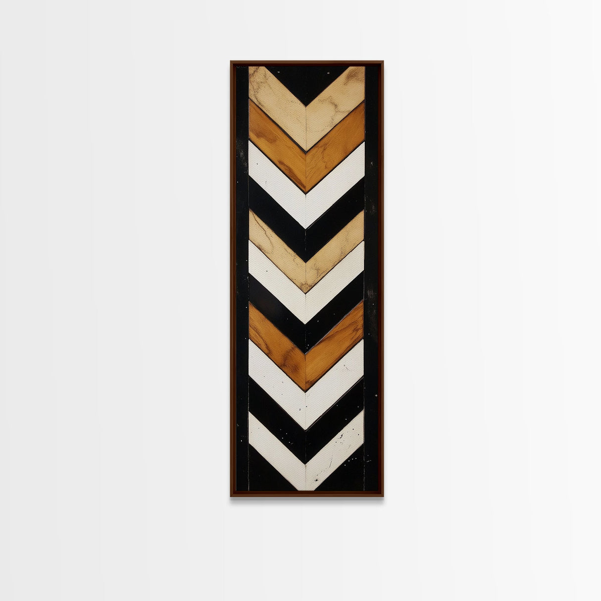 Retro Chevrons Wall Art - Framed Canvas Print - Mid Century Modern Wall Art - Unique Home Decor - Tall Narrow Art - Skinny Art