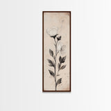 Sketch of a Flower Canvas Print, Wood Framed Wall Art, Flower Painting, Flower Decor, Floral Botanical Wall Art, Flower Print Narrow Art
