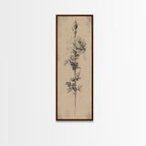 Black and White Sketch of a Rose, Framed Canvas Print, Narrow Art, Tall Skinny Art, Flower Painting, Paint of a Rose, Floral Prints