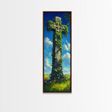 Oil Painting Print of a Celtic Cross, Irish Wall Art, Tall Narrow Art, Skinny Art, Wall Art For Small Spaces, Small Art, Ireland Art, Celtic Cross Art