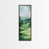 Watercolor Mountain Art Canvas Print Rustic Landscape Art Above Bed Wall Art Extra Wide Art Vertical Wall Art Green Wall Art Gift