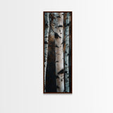 Birch Tree Forest Framed Canvas Print Rustic Wabi Sabi Woodland Art Minimalist Bedroom or Living Room Fall Wall Art Decor