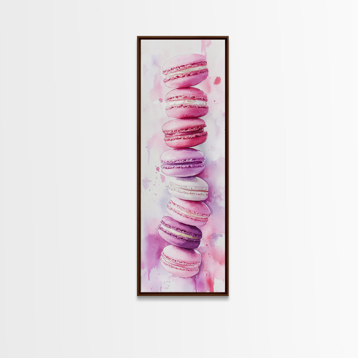 Macaron Art Canvas Print Food Review Kitchen Art Pink Orange Wall Art Whimsical Art Dessert Painting Gift Idea Kitchen Rustic